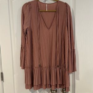 Free People Rose Pink Pleated Mini Dress, Size S